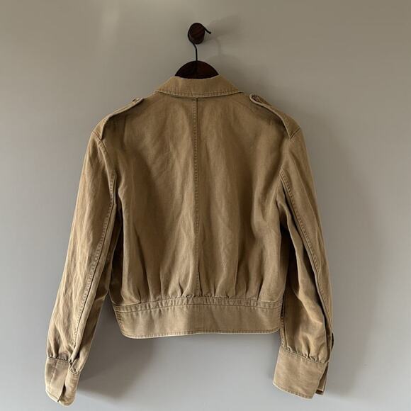 RALPH LAUREN COLLECTION GARRISON COTTON-LINEN JACKET IN MILITARY DRILL SZ 6 - Picture 2 of 14